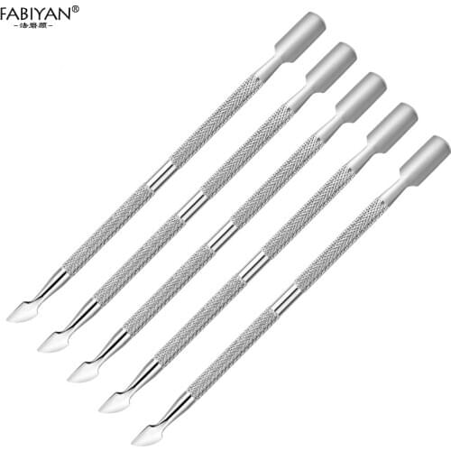 5Pcs Stainless Steel Nail Art Push Spoon Cuticle Pusher Dead Skin Remover Trimmer Manicure Pedicure Care Tool Set Double-end