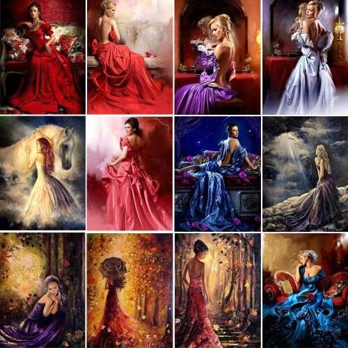 Diamond Painting Woman Rhinestone Full Square 5D DIY Diamond Embroidery Mosaic Portrait Cross Stitch Gift Square/Round