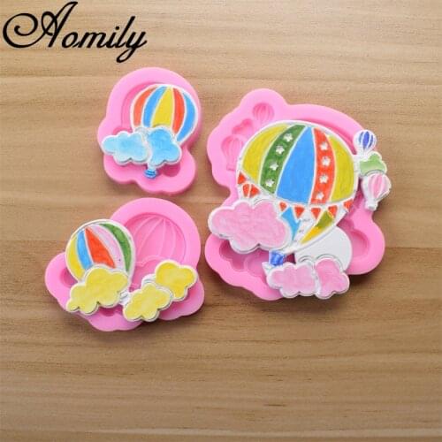 Aomily Hot Air Balloon, Rainbow, Clouds Silicone Mold Wedding Cake Decorating Tools Fondant Sugarcraft Chocolate Mold Soap Mould