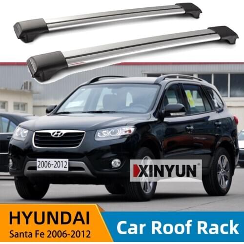 2Pcs Roof bars For HYUNDAI Santa Fe 2006-2012 Aluminum Alloy Side Bars Cross Rails Roof Rack Luggage CUV SUV LED