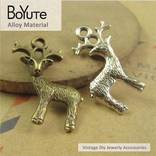 BoYuTe (100 Pieces/Lot) 29*17MM Zinc Alloy Antique Bronze Silver Plated Fawn Pendant Diy Jewelry Accessories Wholesale