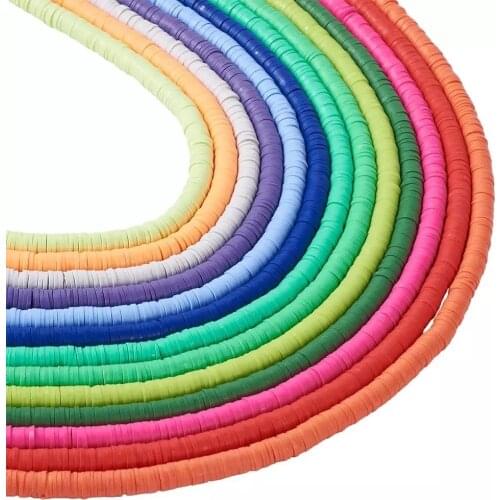 About 380~400pcs/strand Environmental Handmade Polymer Clay Beads 3mm Disc/Flat Round Heishi Beads for jewelry making,hole: 1mm