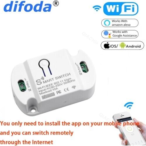 Difoda 433.92MHz Wifi Receiver Mobile Phone Remote Control Switch Relay 110V 220V Smart Home 433 mhz Tuya App Timer Module