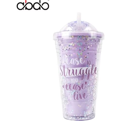 400ML Double-Layer Straw Cup With Lid Water Bottle Plastic Bpa Free Drinking Sport Travel Girls Drinking Coffee Mugs Outdoor