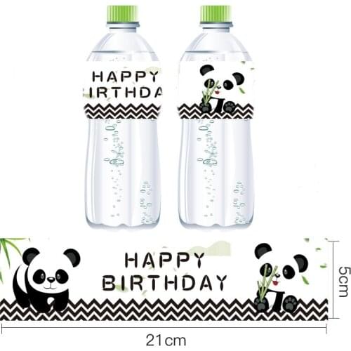 12pcs Panda Mineral Water Bottle Lable Panda Birthday Party Labels Stickers Baby Shower Boy Supplies Kids Gift For Child Decor