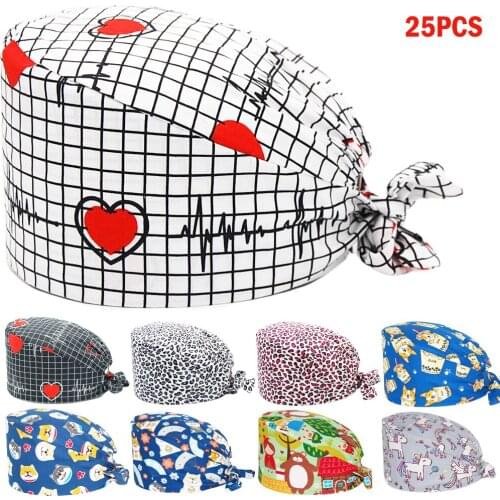 Cotton Scrubs Cap Adjustable Beauty Shop Lab Dental Clinic Nursing Caps gorros quirurgicos mujer Anime Printing Work Scrub Hats