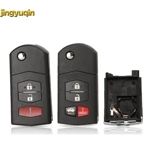 Jingyuqin 10ps Filp Remote Car Key Shell For MAZDA 3 5 6 RX-8 MX-5 Miata CX-5 CX-7 CX-9 RX-8 CX-9 3/4 Button Folding Key Fob