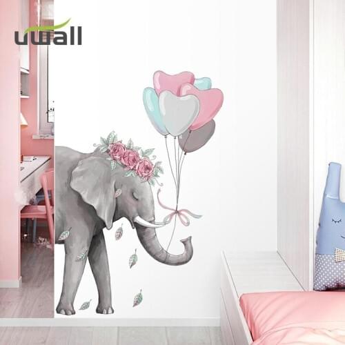 Creative Girl Elephant Love Balloon Wall Stickers Home Decor Porch Decoration Living Room Decoration Bedroom Wall Decor Stickers