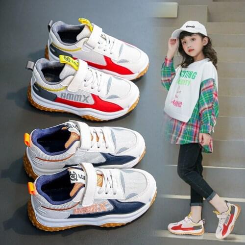 Boy Child Sneaker 2021 Autumn White Mesh Breathable Running Sneakers Kids Casual Fashion Shoes Soft Sole Rubber Shoe Child Girl