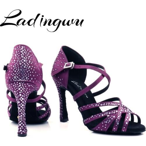 Ladingwu New Latin Dance Shoes Ladies Girls Salsa Tango Dance Shoes Indoor Sports Dance Shoes Violet Professional Ballroom Dance