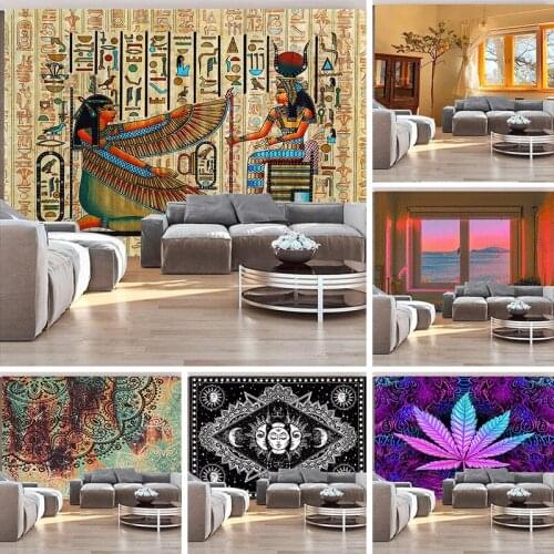 Small Psychedelic Maple Leaf Wall Tapestry Bohemian Mandala Tapestries Wall Fabric Carpet Ceiling Room Decor Boho Decor