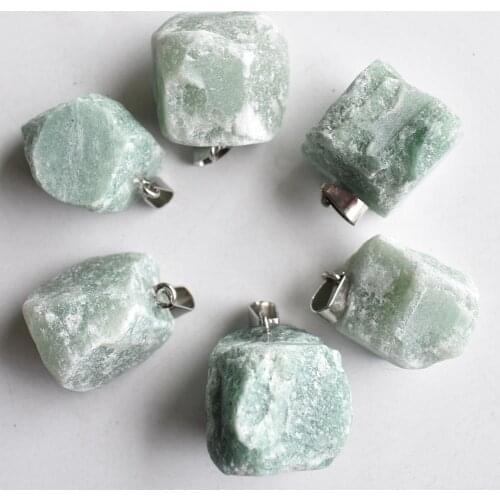 Fashion Good Quality Natural Healing Stones Green Aventurine Irregular Pendants for Jewelry Making 6pcs/lot Wholesale