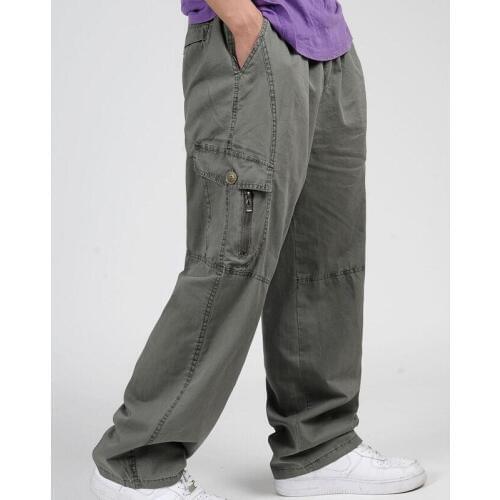 Plus Size Mens Pants Loose Casual Baggy Pants Pocket Pants Elastic Waist Man wear Bottom