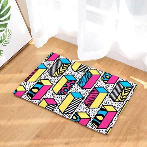 Nordic Geometric Patterns Print Soft Flannel Doormat Carpets Mats Floor Kitchen Non slip Bathroom Rugs Parlor Tapete Home Decor