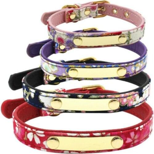 Dog Phone Name Engraved Zinc Alloy Pet Identity Card Cat Dog Collars Print Cloth Adjustable Buckle Dog Accessories