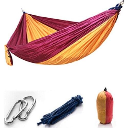 Green Pruple No Mesh Portable Hammock Outdoor Parachute Camping Hanging Sleeping Bed Swing