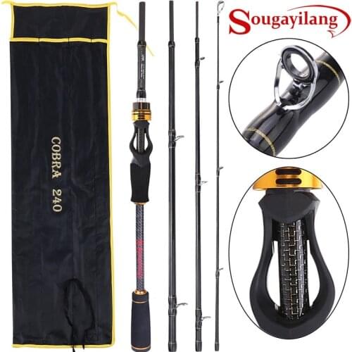 Sougayilang Fishing Rod 1.8-2.4m Casting Fishing Rod 99% Carbon Fiber Fishing Rod 4 Sections M/MH Power Rod for Fishing Pesca