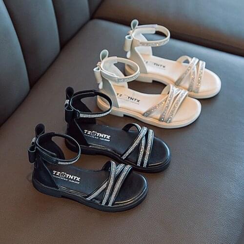 2021 Children Fashion Summer Beach Sandals Sport Girl Dress Shoes For Kids Rhinestone Gladiator Princess Elegant Bow Sandals
