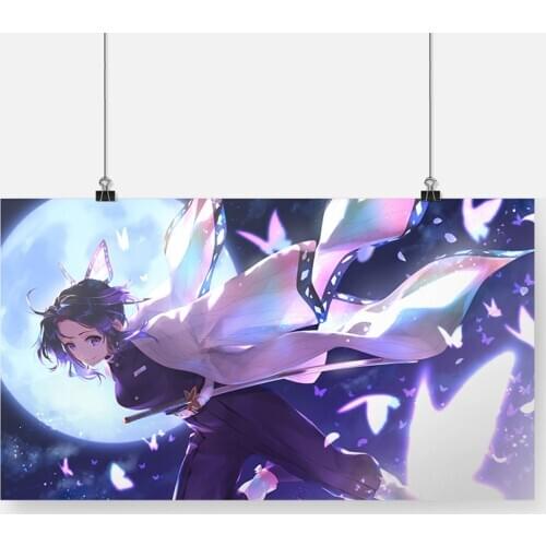 Shinobu Kocho Kimetsu No Yaiba Anime Poster Framed Wooden Frame Canvas Painting Wall Art Decor Study Home Decoration Prints
