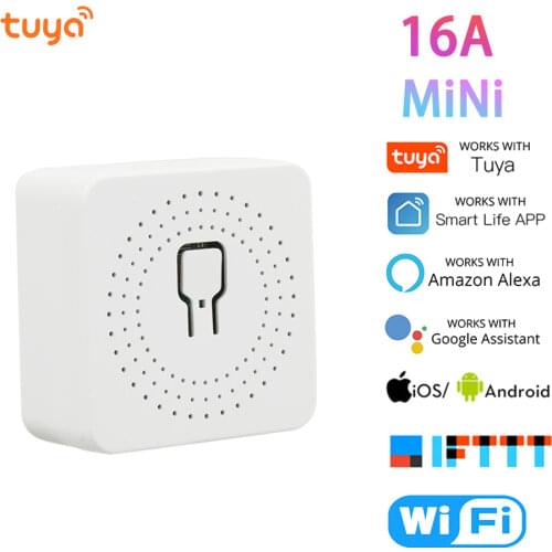 Tuya Mini 16A WiFi Switch Module 2-Way Remote Control Smart Home Interrupter Works With Alexa Google Home Smart Life App