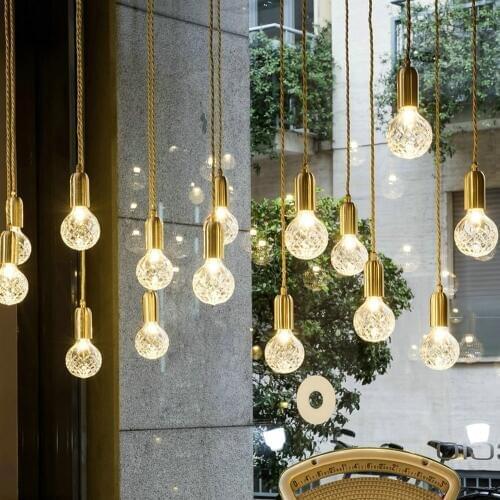 Modern G9 LED Pendant Lights Nordic Crystal Glass Hanging Lamp Pendant Lamps Cafe Room Bar Lamp Single Pendant Lamps Decoration
