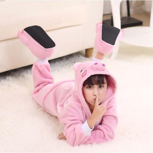Warm Kids Pajamas Animal Onsies Flannel Childrens Sleepwear Pig pajamas For Girls Boys Nightgown Cosplay