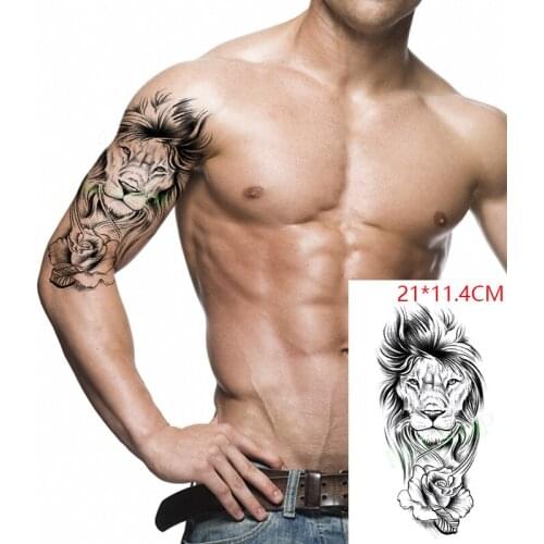 Waterproof Temporary Tattoo Stickers Lion Rose Flower Animal Head Fake Tatto Flash Tatoo Body Art for Women Men