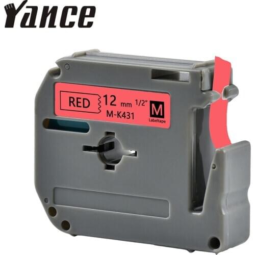 Yance Compatible brother ribbon printer M-K431 MK431 MK 431 MK-431 black on red 12mm label maker tape for PT-80 PT-70 Printer