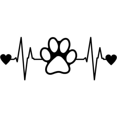 6.5"*2.5" Dog Paw Print Heartbeat Funny Vinyl Decal Sticker Car Stickers Window