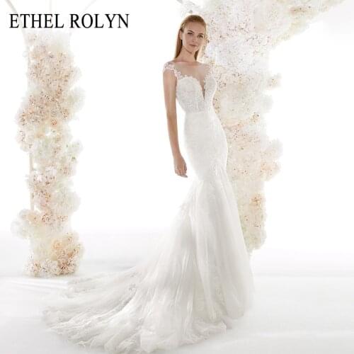 ETHEL ROLYN Sexy Backless Mermaid Wedding Dresses 2021 Off the Shoulder Romantic Lace Appliques Bridal Dress Vestido De Noiva