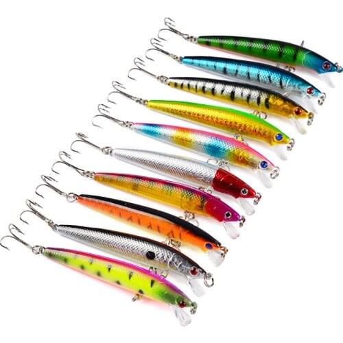 10Pcs/Lot Floating Water Road Sub-Fishing Bait Bionic Minnow Bait 8.5g Road Sub-Bait Freshwater Perch Fishing Bait Peche Pesca
