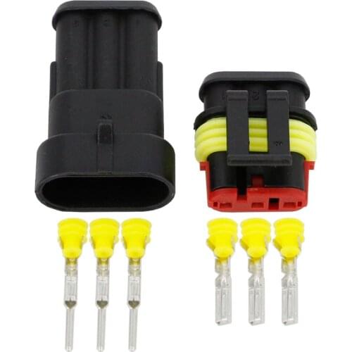 100 Sets 3 Pin AMP 1.5 Connectors DJ7031-1.5 Waterproof Electrical Wire Connector Xenon lamp connector Automobile car part