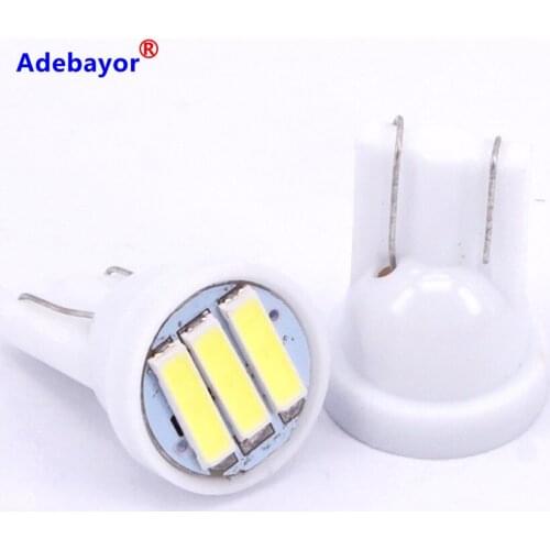 100 X CAR LED w5w 194 T10 7014 3 led SMD 7020 t10 3smd width bulb Wedge Car Auto LED Light Bulb Lamp White Adebayor