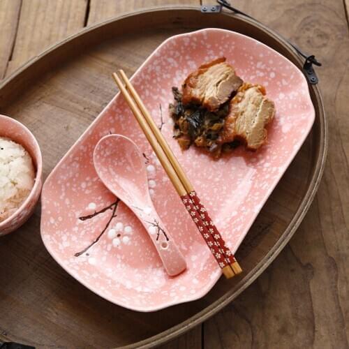 12 Inch Japanese Snowfish Plate Ceramic Tableware Underglaze Color Home Hotel Restaurant Serve Western Plate