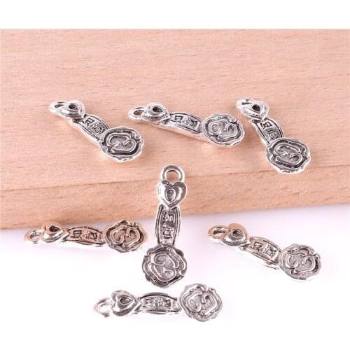 12pcs 23451 Vintage Silver Color Chinese Characters Ruyi Charms Lucky Pendant For Jewelry Making Bracelet Handmade Accessories