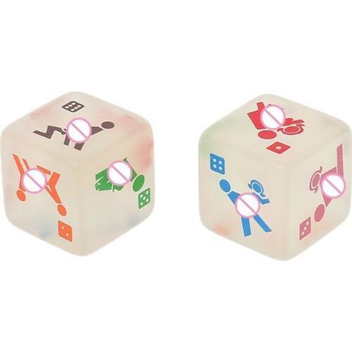 2pcs 25mm Noctilucent Dice Cube Adult Game Love Sex Dice Night Bar KTV Fun Game dorp shipping