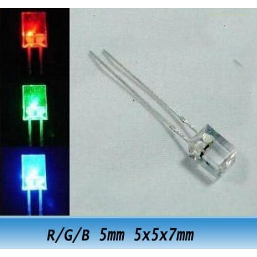 250 PCS/LOT R/G/B 5mm 5x5x7mm Fast Flash LED Free Resistors Freeshipping