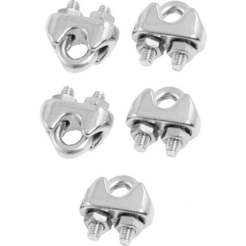 5 Pcs 304 Stainless Steel Saddle Clamp Cable Clip for 3/25" 3mm Wire Rope