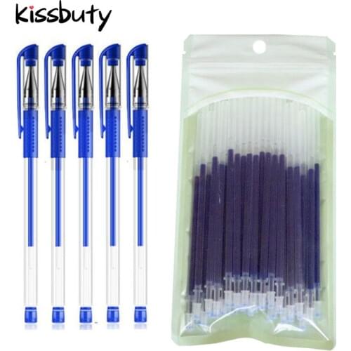 55Pcs/Set Gel Pen 0.5mm Red/Black/Blue Ink Gel Pens Refills Rod Gel Pen For School Office Stationery Student Writing Supplies