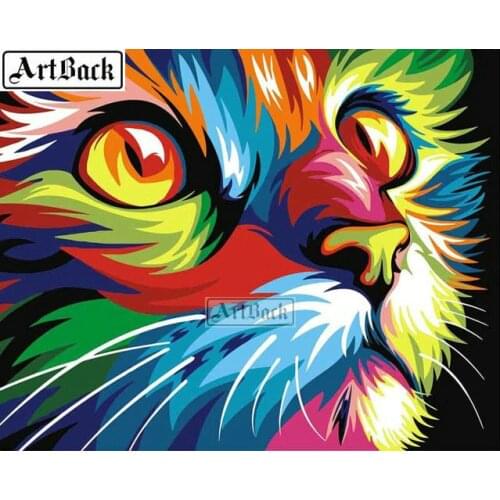 5D Diamond Painting Color Cat Full Square 3d Mosaic Sticker Embroidery Home Decor Rhinestone Artwork
