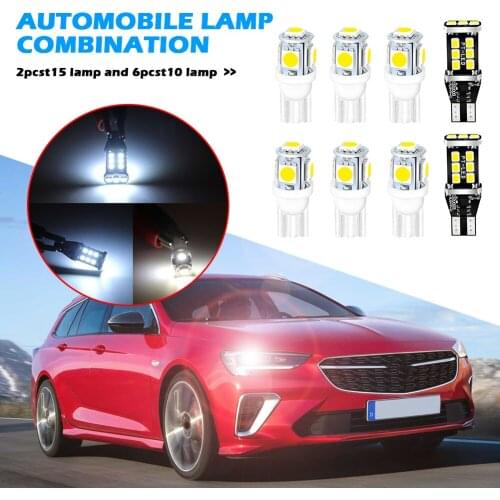 Auto Signal Lighting 8pcs/set LED Car Backup Light Bulbs CANBUS T15 2835 15-SMD T10 W5W 5050 5-SMD Bulbs for Reverse Lights