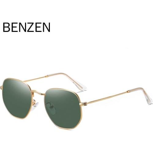BENZEN Retro Reflective Sunglasses Man Hexagon Sunglasses Metal Frame Eyewear Sun Glasses With Box Oculos De Sol gafas 6700