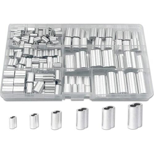 Big deal 255Pcs of 6 Sizes Crimp Ring Sleeve Double Pipe Set 1/16 Inch 5/64 Inch 3/32 Inch 1/8 Inch 3/16 Inch 1/4 Inch 1/4 Inch