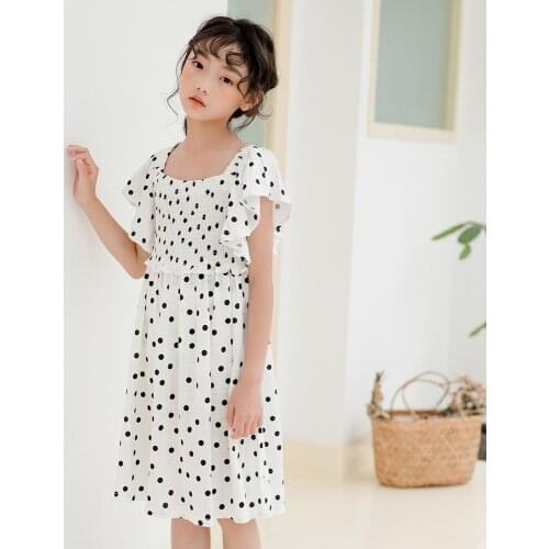 2021 Children Summer Dress Wave Point Princess New Ruffle Pleated For Girls 4 To 12 Years Old Sukienka Dla Dziewczynki