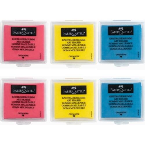 Faber Castell Plastic Eraser Soft, Elastic Kneaded Rubber, Clay Modelling, Art Sketching Creativity Non-Toxic TOTAL 6 PCS 127120