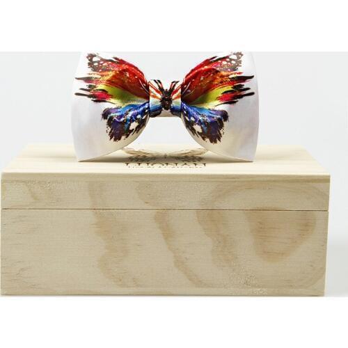 Free shipping Bow tie men MALE fashion hand-painted butterfly printing white classic groom banquet hosted British retro Korean