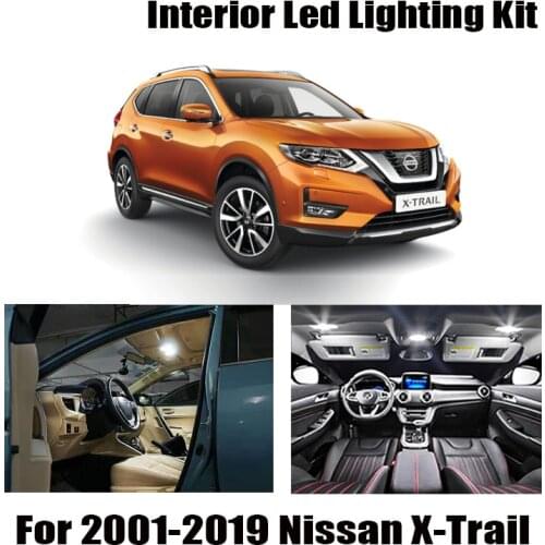 100% White Error Free LED Interior Dome Map Roof light kit For 2001-2019 Nissan X Trail T30 T31 T32 For X-Trail LED bulbs