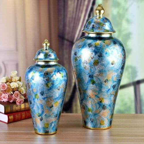 Ceramic Storage pot Large Jar European Style porcelain temple jar decorative ceramic Ginger jar with lid