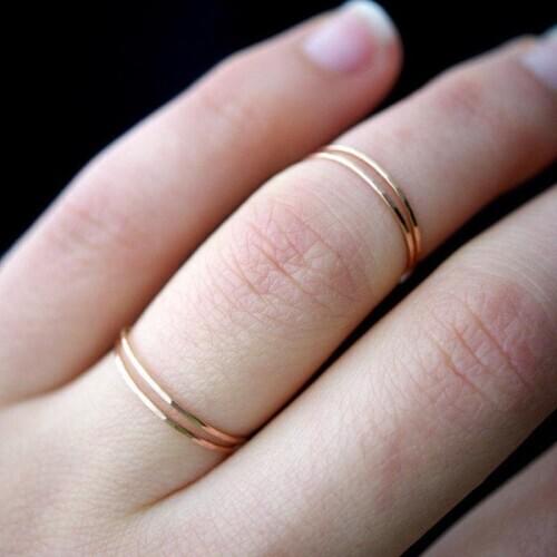 Double Fair 2019 New Simple Temperament 1 mm Wide Stainless Steel Rings For Women Girl Polished Fashion Jewelry Ring DFR826M