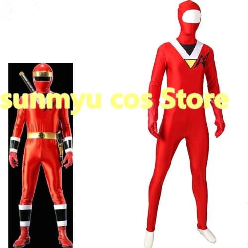 Ninja Sentai Kakuranger Red Yellow Black with inner hood and gloves Cosplay Costume,Custom Size Customize Halloween